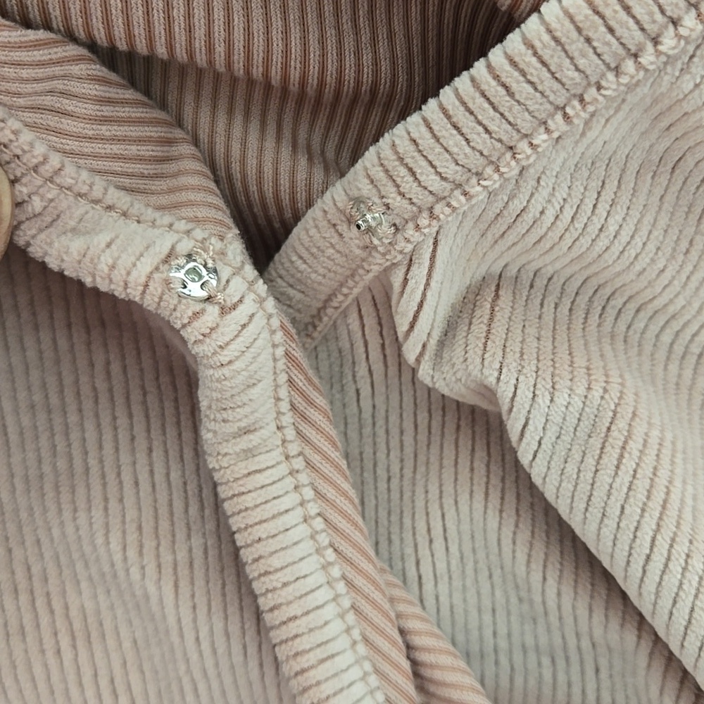 Madewell Blush Pink Corduroy Faux Wrap Pepplum Style Top S - Picture 7 of 9